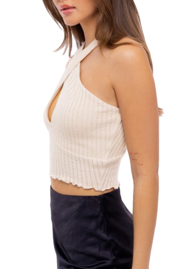 LINDY CROSS FRONT LETTUCE EDGE TOP