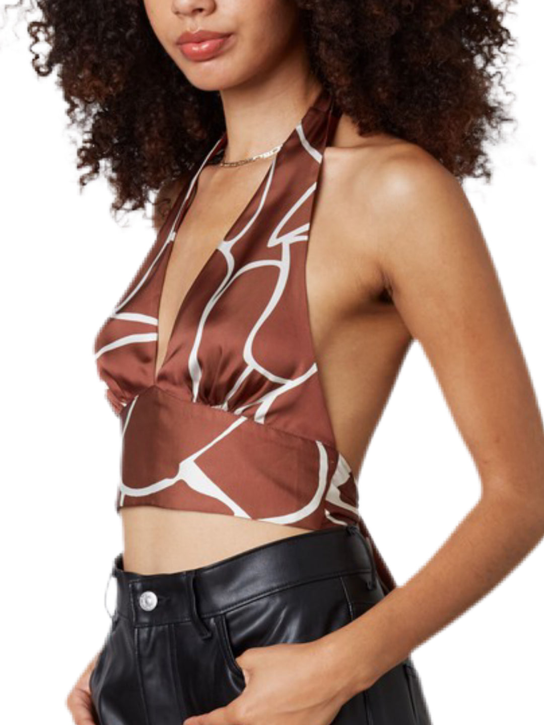 COPPER ABSTRACT HALTER TOP