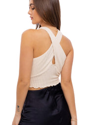 LINDY CROSS FRONT LETTUCE EDGE TOP