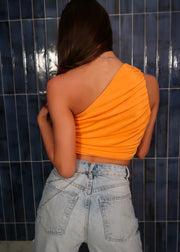 TROPICS ONE SHOULDER CROP TOP