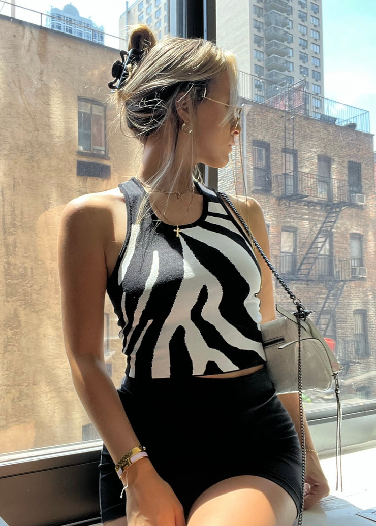 KNIT ZEBRA TANK TOP